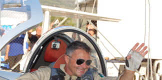 Stefano Zuccarini a bordo dell'aliante